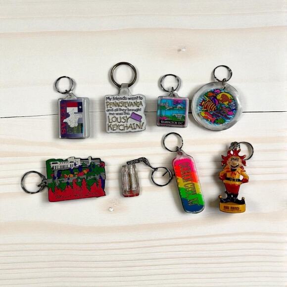 3/$20 Set of 7 Souvenir Key Chains Rings Washington DC Florida Texas Travel - Picture 1 of 4